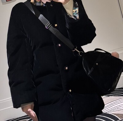 잉크]VARISSA Velvet Down Coat - Black