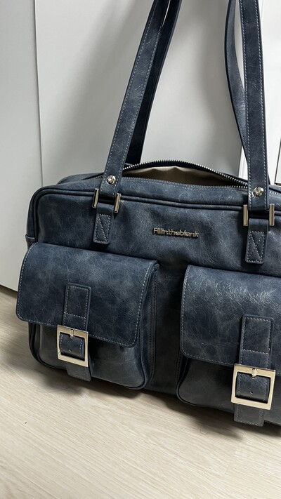 필인더블랭크]PK Shoulder Bag (marble)(denim blue)