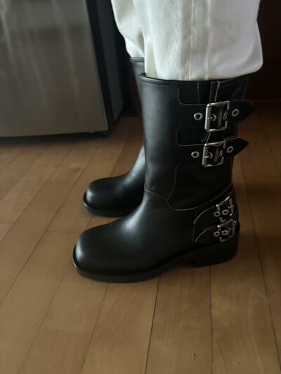 ☆韓国の人気☆【THREETIMES】☆Classic buckle boot.s☆ Korean Style Slouch Buckle Boots | AESTHETIC SHOES – Boogzel