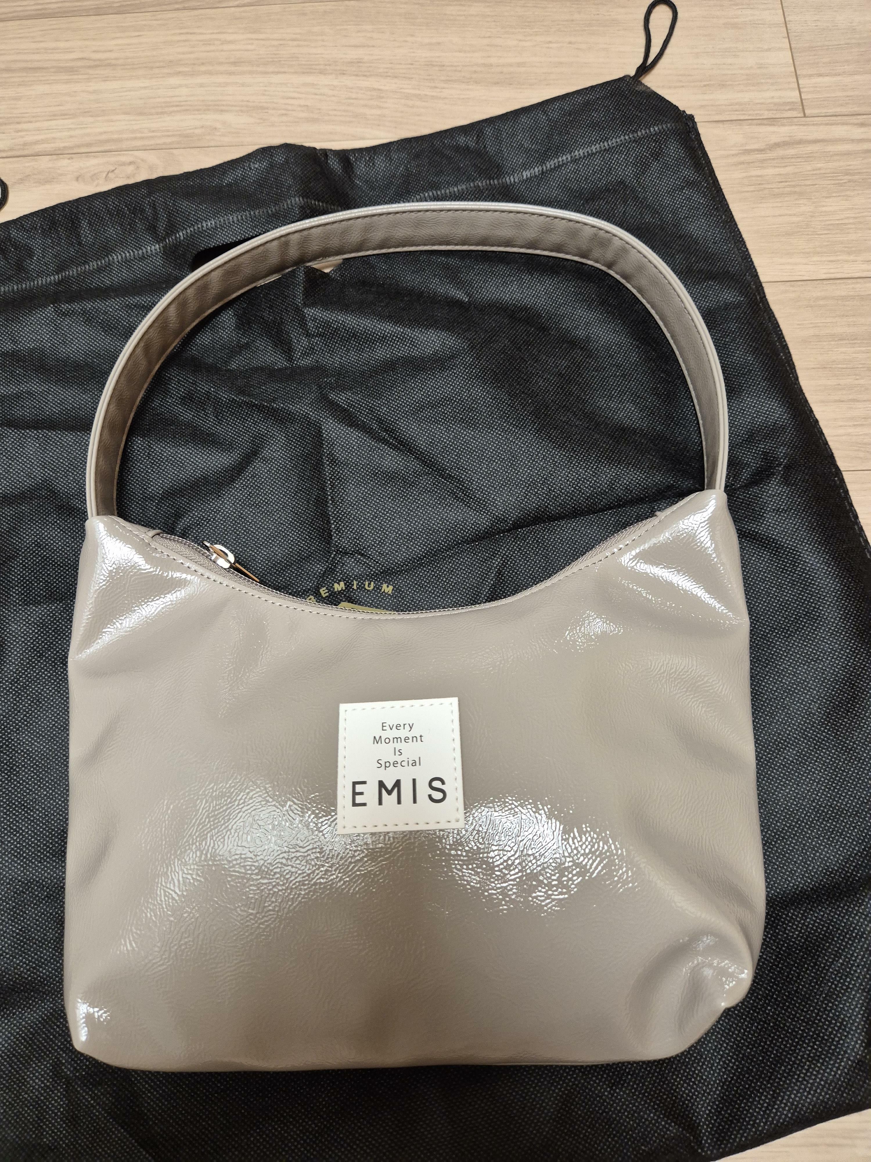 이미스]NEW ENAMEL HOBO BAG-GRAY BEIGE
